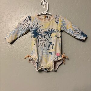 Ruffle Butts birds of paradise one piece rashguard swimsuit 6-12 months
